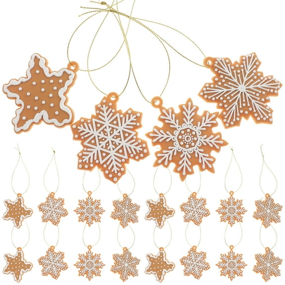 Mosng 20pcs Xmas Gingerbread Snowflake Ornaments Christmas Tree Hanging Decors Decorative Props