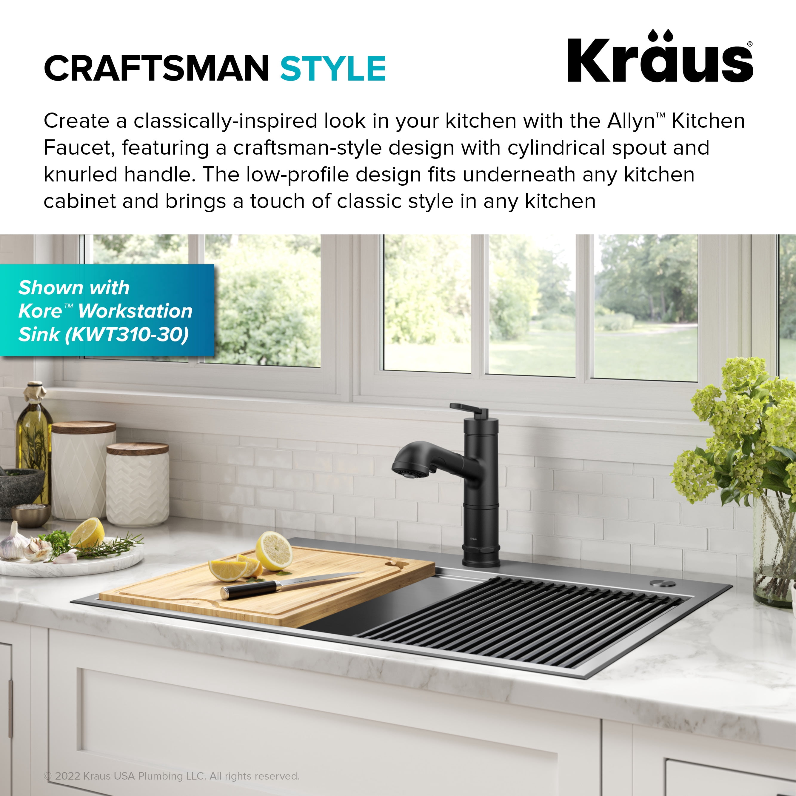 KRAUS Allyn Pull-Out Single Handle Kitchen Faucet in Matte Black