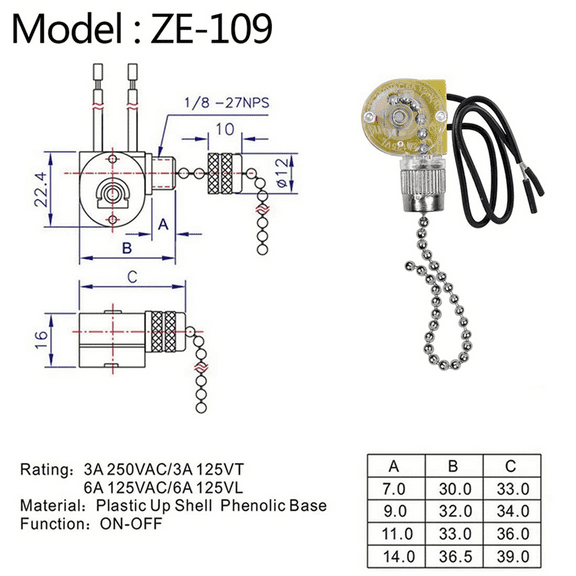 Ceiling Fan Light Switch ZE-109 Two-Wire Light Switch with Pull Cords for Ceiling Light Fans Lamps 4Pcs Silver
