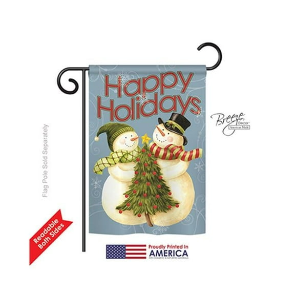 Breeze Decor 64102 Christmas Happy Holidays Tree 2-Sided Impression Garden Flag - 13 x 18.5 in.