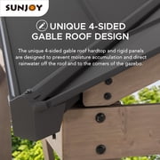 Sunjoy 12’ x 12’ Black 2-Tier Wooden Frame Outdoor Hardtop Gazebo With Ceiling Hook for Patio, Backyard, and Garden
