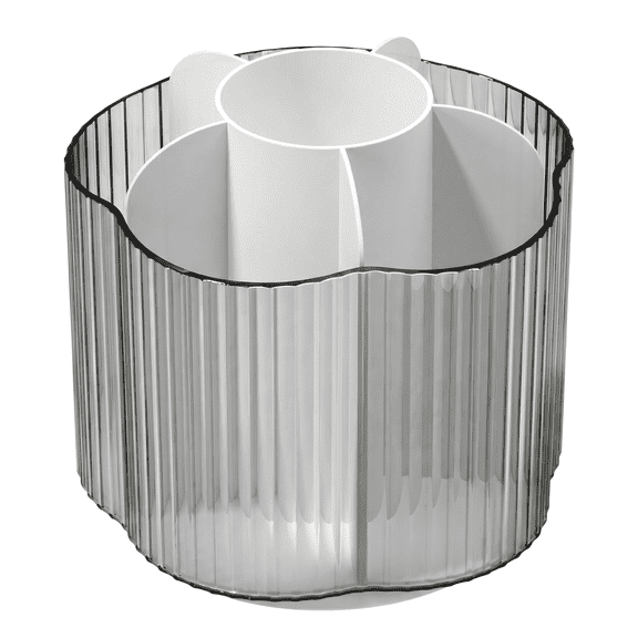 Office Supply Organizer, 360° Rotating Clear Cosmetic Box – Holds Brushes, Lipsticks, Stationery, Compact Plastic Case