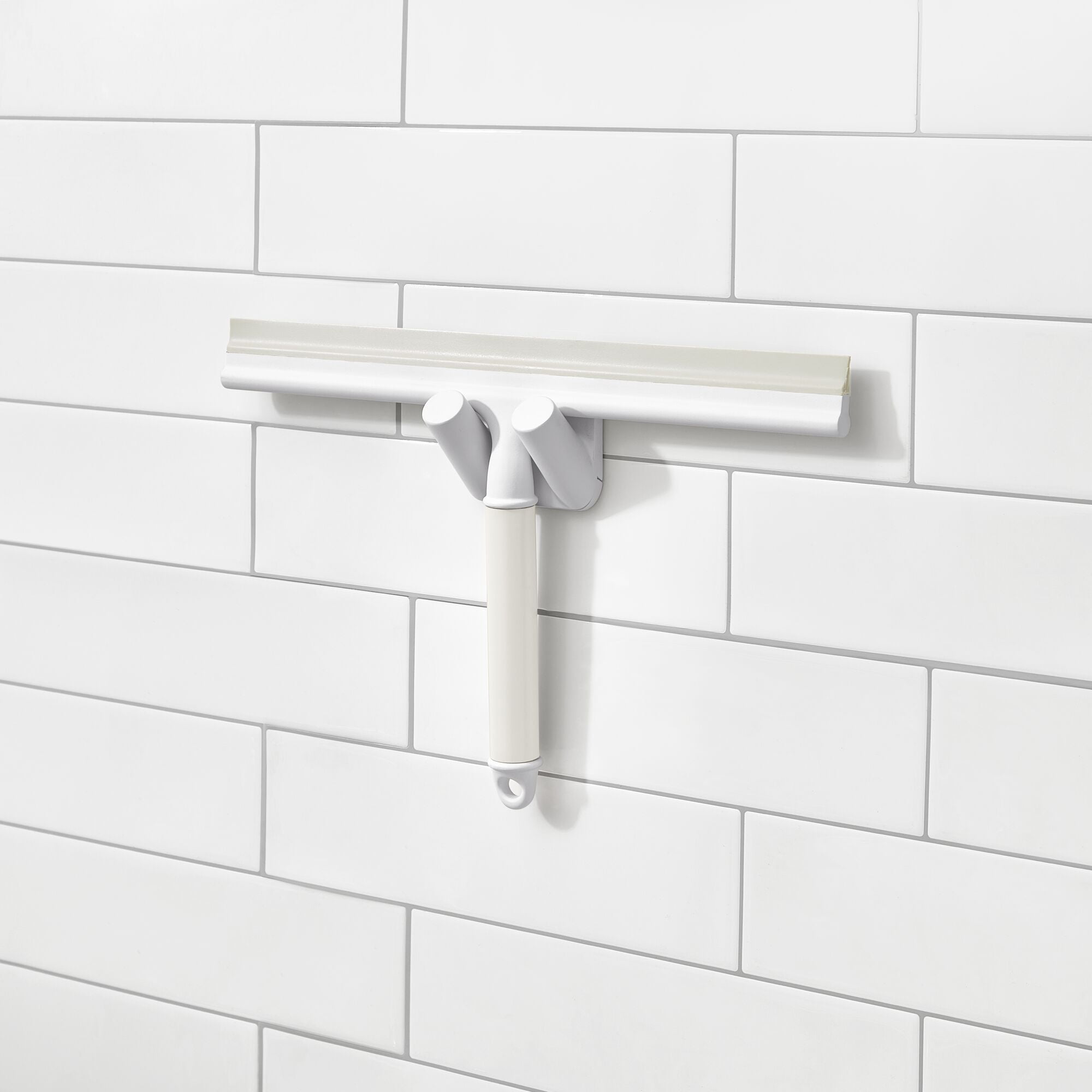 iDesign Shower Squeegee with Adhesive Hook – Berkley Collection - Coconut/White