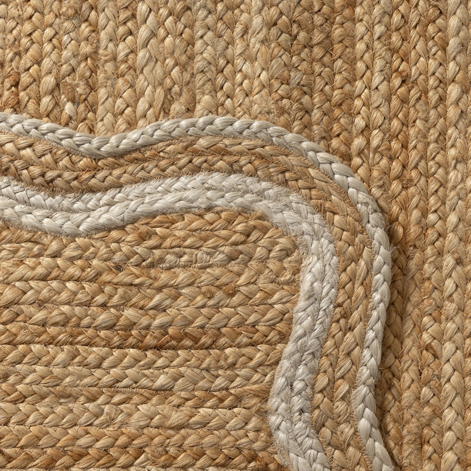 Harlow Hill Teni Braided Jute 2' x 3' Ivory/Natural Bordered Performance Indoor Area Rug
