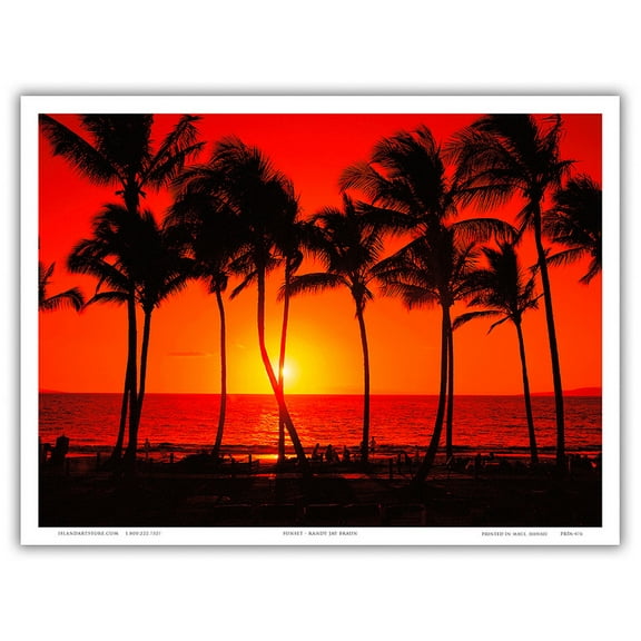 Red Hawaiian Sunset - From an Original Color Photograph by Randy Jay Braun - Master Art Print (Unframed) 9in x 12in