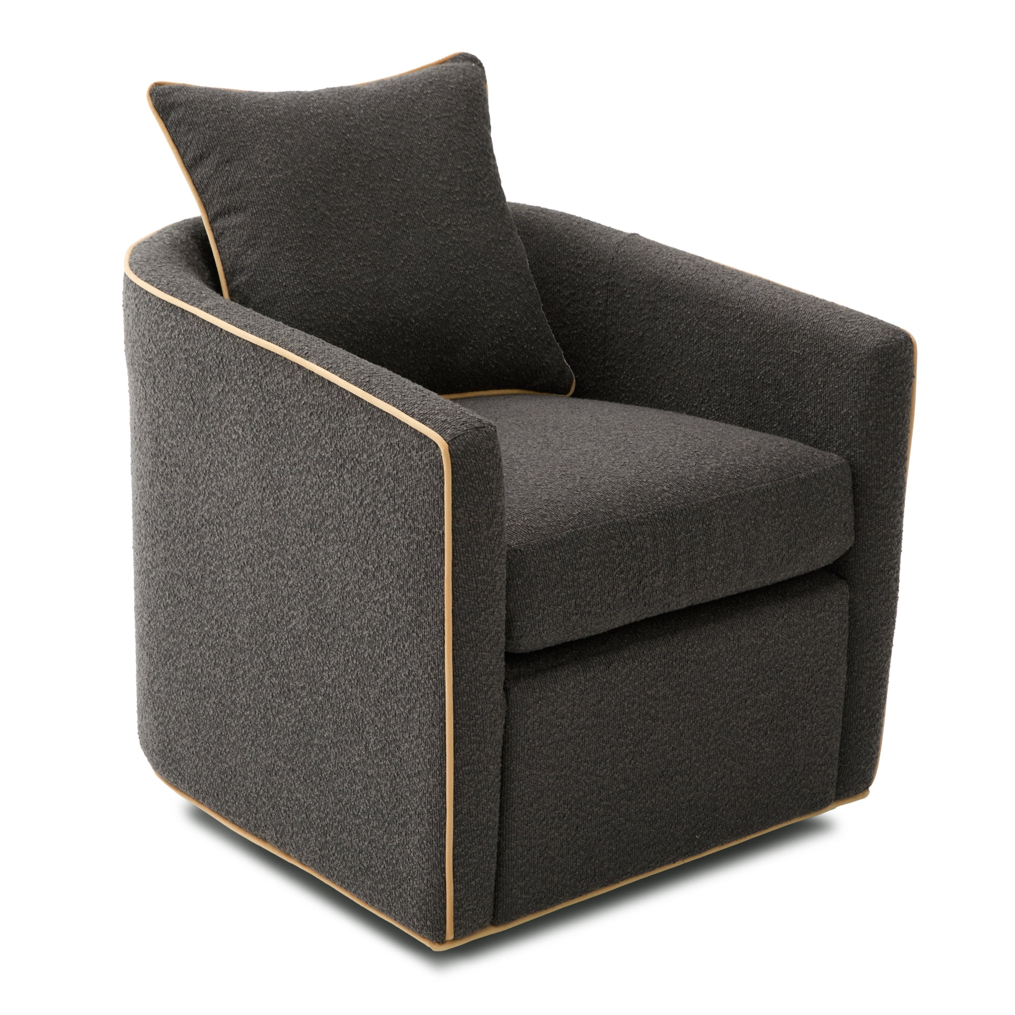 Leumius Swivel Accent Chair, Upholstered Club Chair Barrel Sofa Chair for Living Room, Reading Corner and Small Spaces, Dark Grey