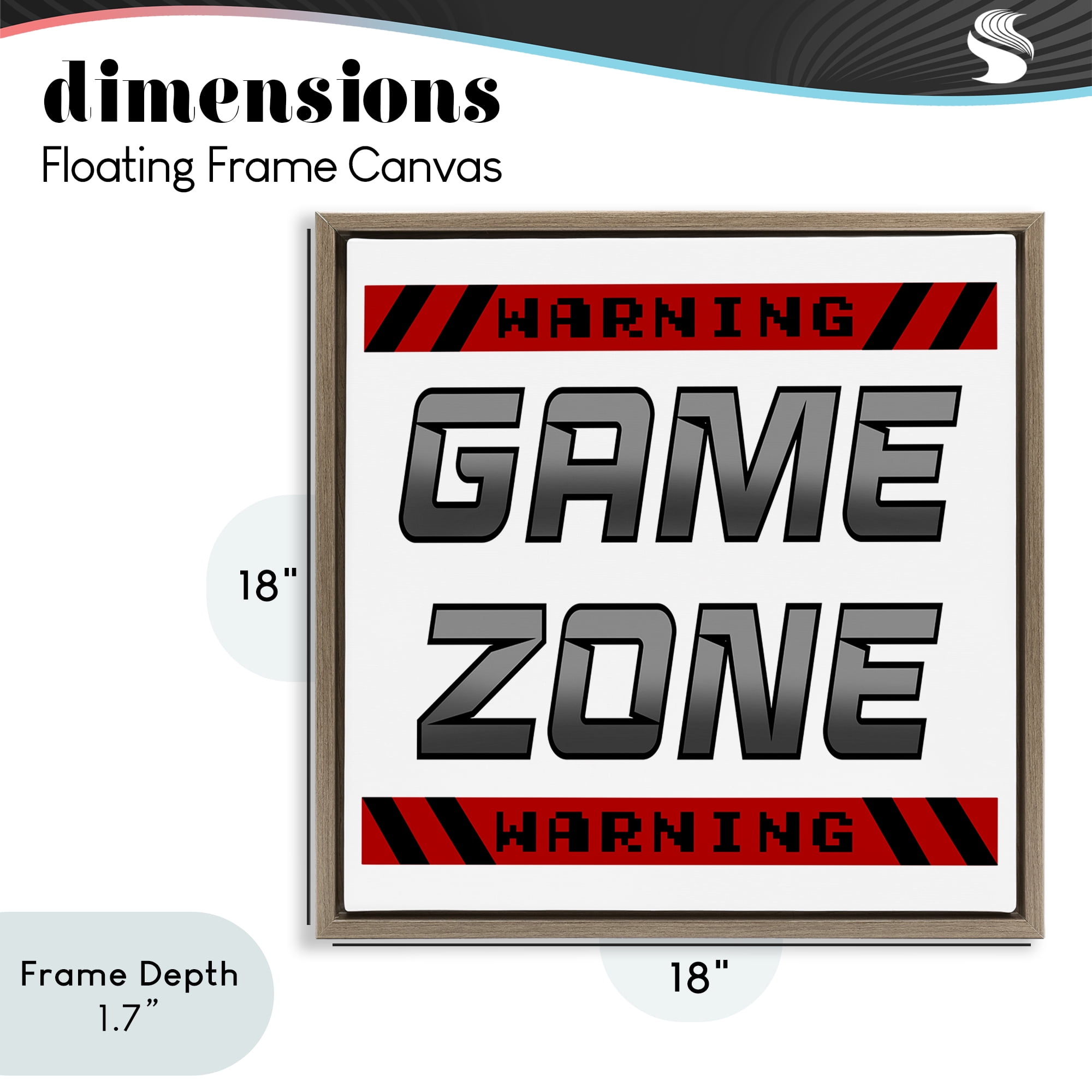 Stupell Industries Game Zone Warning Brown Framed Floater Canvas Wall Art, design by Marcus Prime