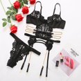 thumbnail image 4 of Sexy Pu Leather Strappy Underwire Garter Belt Lingerie Set, 4 of 6