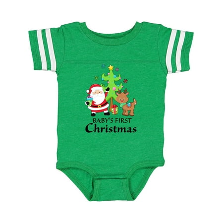 

Inktastic Baby s 1st Christmas with Santa Reindeer and Tree Gift Baby Boy or Baby Girl Bodysuit