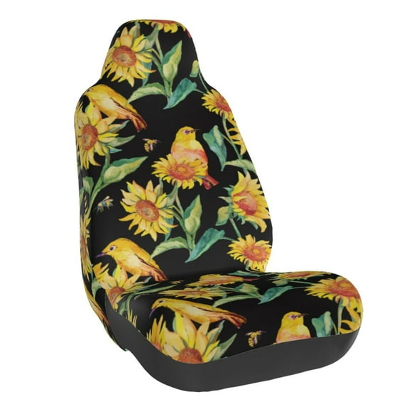 Naloa Sunflowers And Bird Car Seat Covers Universal Front Seat Coves for Car Accessories ,Padded Car Covers for Automotive, SUV, Truck, and Van