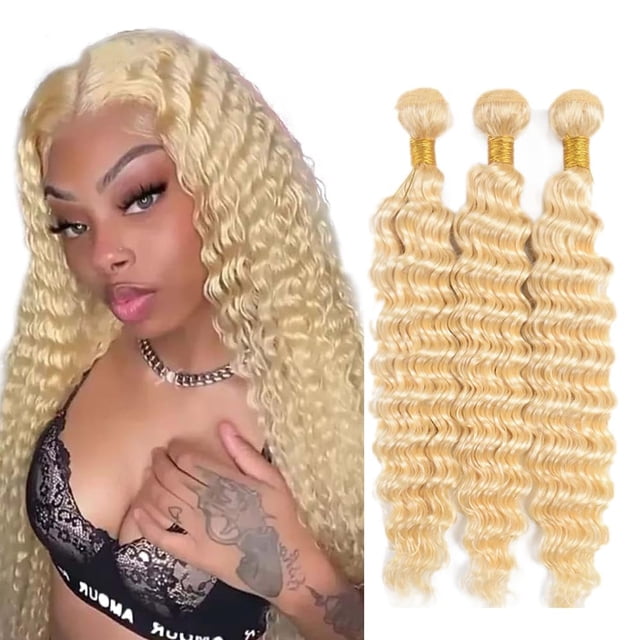 Hair Bundles Leruikair Deep Wave Blonde 613 20-25-30 cm 100 g