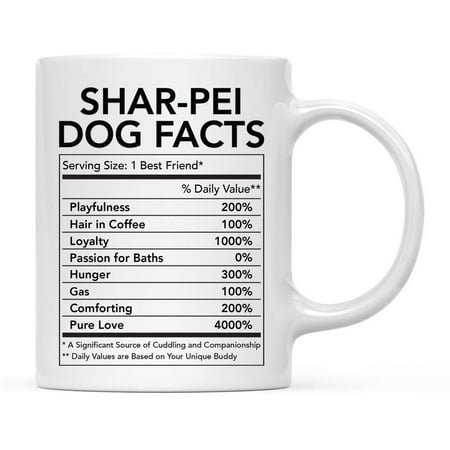 

Funny Dog Lover s Ceramic Coffee Mug Gift Shar-Pei Nutritional Facts 1-Pack Dog Mom Dad Birthday Christmas Ideas 11oz