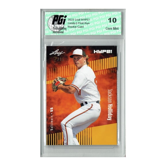 Jackson Holliday 2023 Leaf HYPE! #124A Gold SP, Just 25 Made Rookie Card PGI 10 Orioles