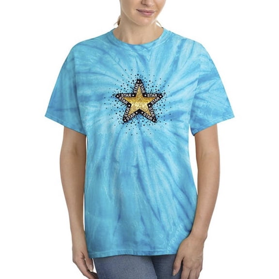 Big Gold Glittery Star Tie Dye Cyclone Women -Image by Shutterstock, Female Medium