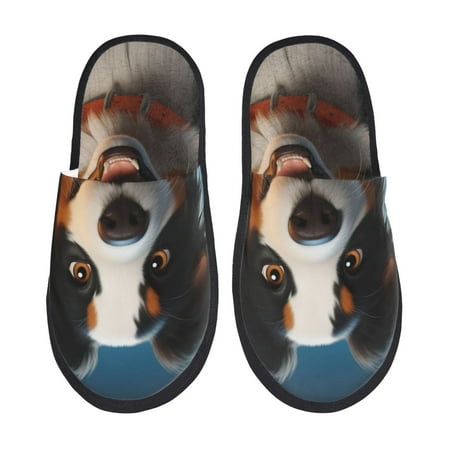 

Tideii Playful Smile Cute Dog for Home Indoor Cotton Slippers Autumn and Winter EVA Plush Slippers Household Supplies Unisex-Large