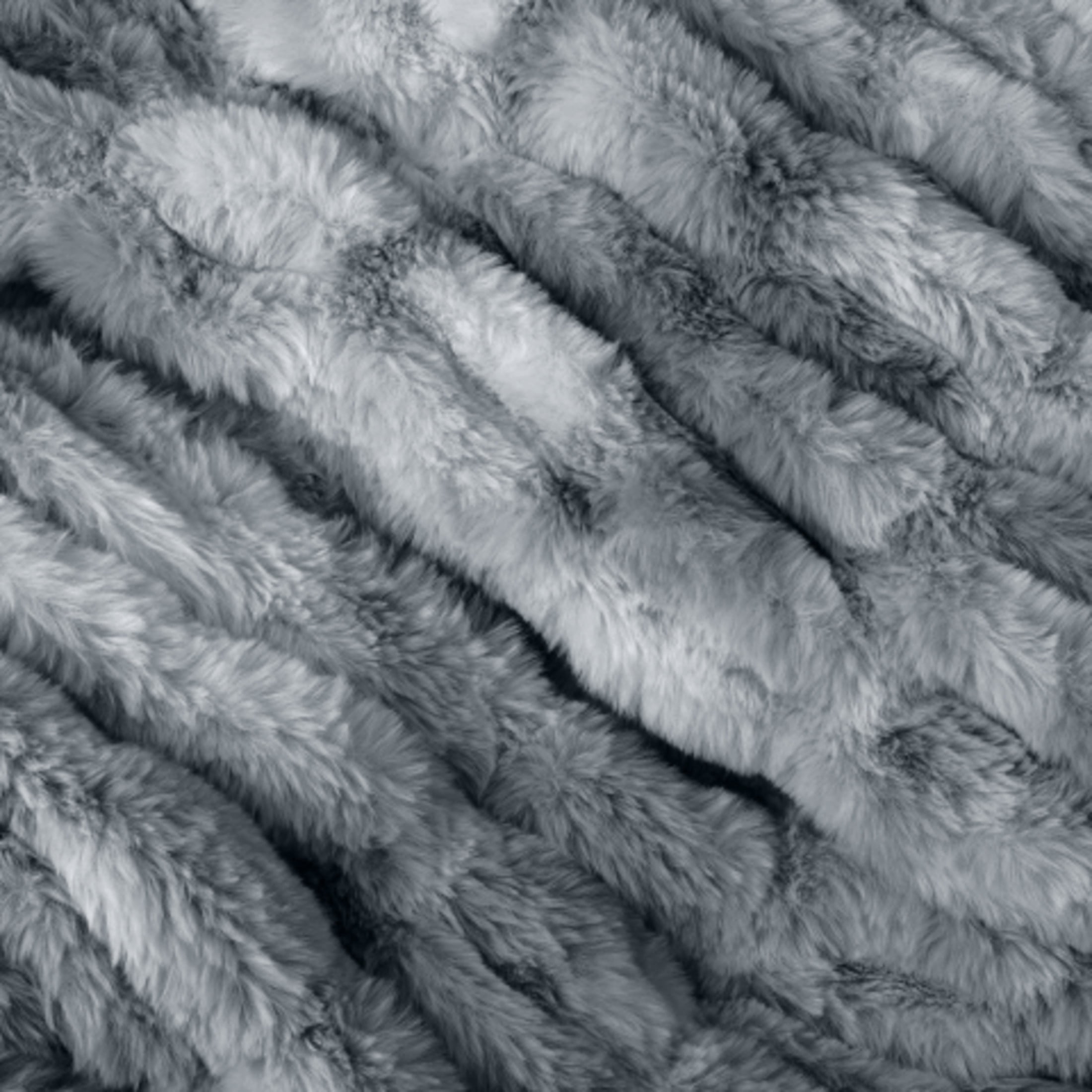 Lavish Home 60x80-Inch Ruched Faux Fur Blanket for Sofas and Beds (Silver)