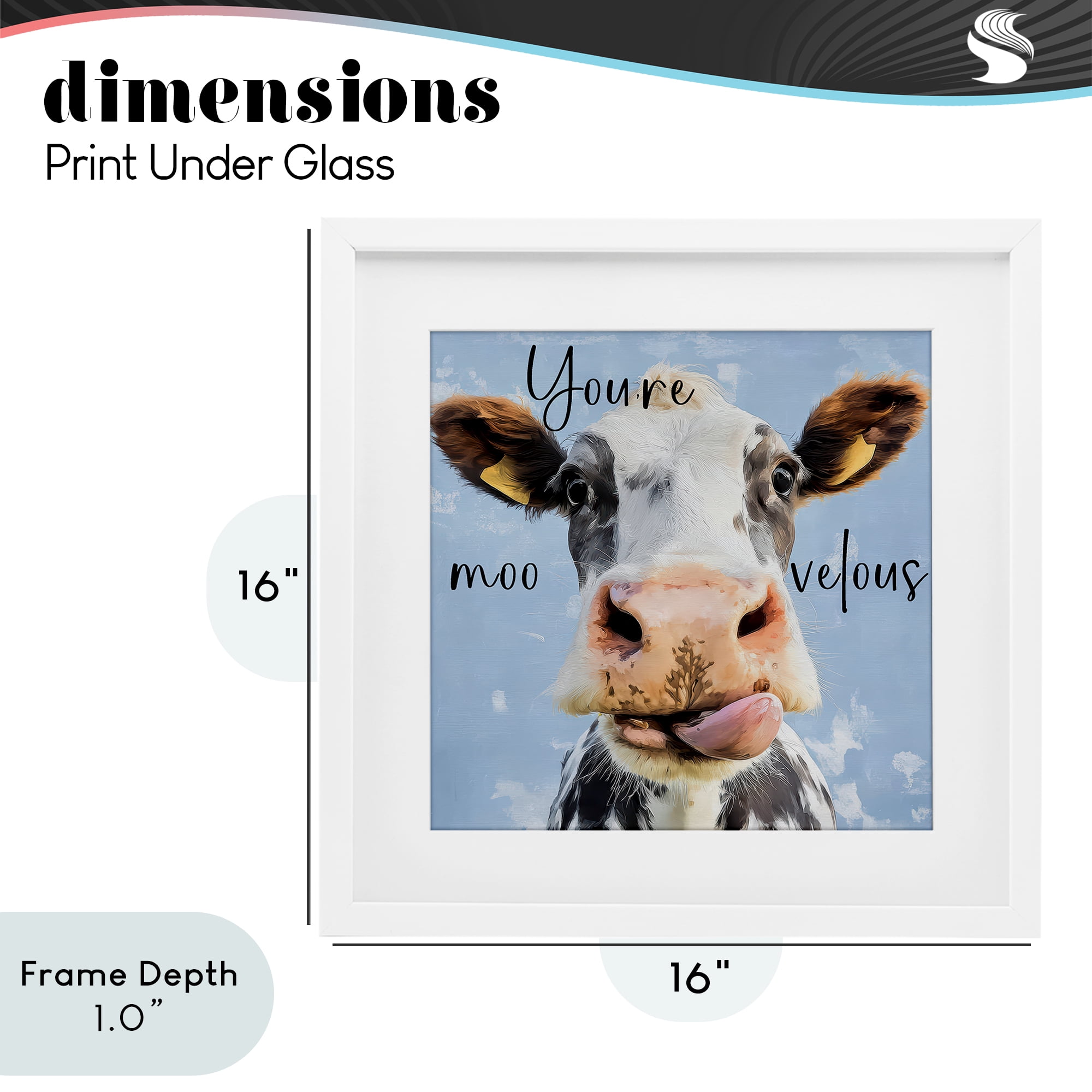 Stupell Industries You're Moo-velous Cow White Framed Print Under Glass, design by Kim Curinga