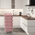 thumbnail image 5 of 6 Tier Metal Utility Cart Rotating Shelf Household Organization Rack Pink, 5 of 7