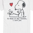 thumbnail image 3 of Peanuts - To Whom it May Concern... I Love You Short Sleeve Graphic T-Shirt, 3 of 6