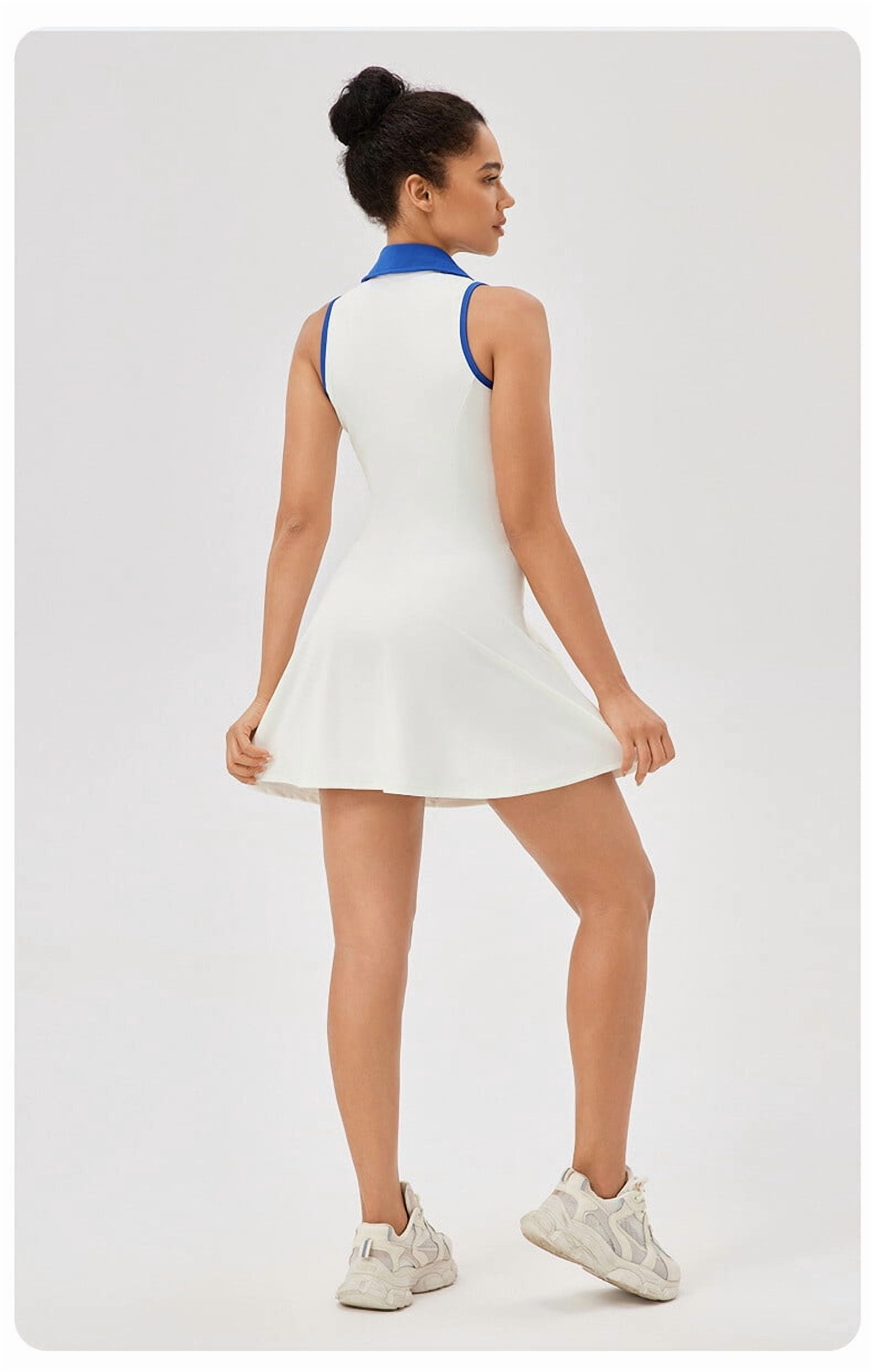 Women Tennis Dress Fitness Athletic Quick Dry Breathable Sports One Piece Dress