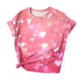 thumbnail image 4 of asdoklhq Heart Print Valentine's Day Tees Ladies' Fashion Valentine's Day Printed Short Sleeved Round Neck Top/shirt Pink XL, 4 of 4