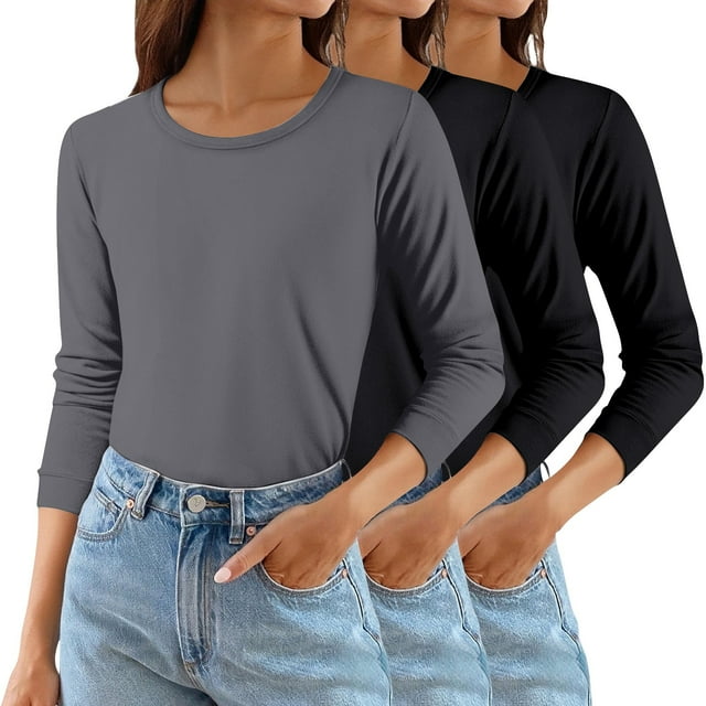 ManxiVoo Chemise Thermique Ajustée pour Femmes, Chaleur Hivernale, Couche de Base, Ensemble 3 Pcs, Col Roulé Confortable, Taille Alternative L, Violet Foncé