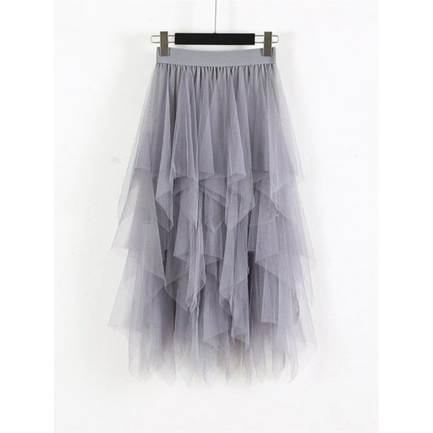 Ladies Fashion Tulle Skirt Elastic High Waist Long Tutu Skirt Women ...