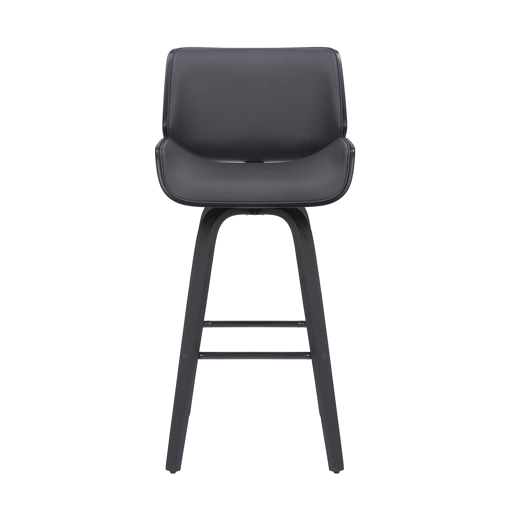 Tyler 30" Bar Height Swivel Gray Faux Leather and Black Wood Bar Stool - Set of 2