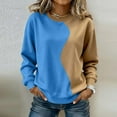 thumbnail image 2 of HomeDM Women's Sweatshirts Long Sleeve, Crew Neck Casual Shirts Color Block Pullover Tops - Light Blue/XL, 2 of 5