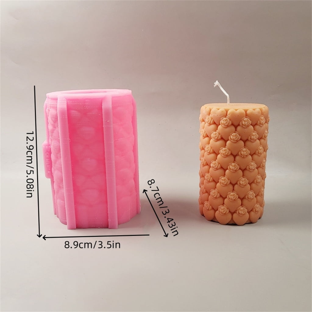Heart Rose Pattern Silicone Candle Molds for Epoxy Resin Candle Making Cylinder Silicone Candle Molds Soap Making Molds