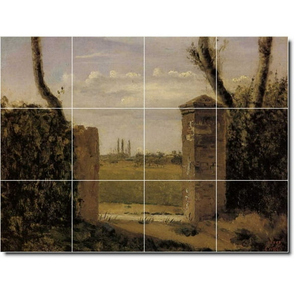 Ceramic Tile Mural-Jean Corot Country Painting 186. 17" w x 12.75" h using (12) 4.25 x 4.25 ceramic tiles