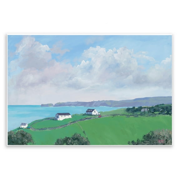 Stupell Industries Coastal Farm Houses Landscape Painting Unframed Art Print Wall Art, 15 x 10