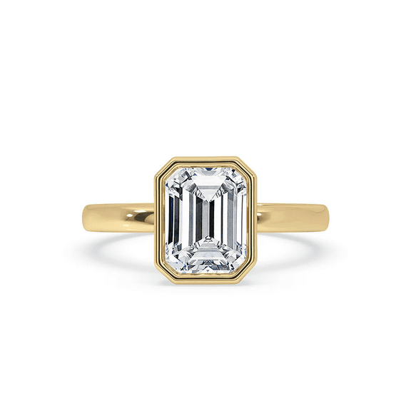 2.0 CT Emerald Cut Bezal Set Ring, Lab created Diamond Ring, Lab Grown Diamond Ring, Bezel Set Solitaire Wedding Ring, Anniversary Ring