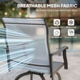 thumbnail image 4 of Set of 2 Outdoor Bar Stools, 360° Swivel High Back Patio Chairs with Armrests, Breathable Sling Fabric and Powder-Coated Steel Frame, Light Grey, 23.6"W x 27.6"D x 50"H, 4 of 7