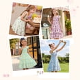 thumbnail image 5 of Actgleam Girls Dress Floral Ruffle Square Neck Sleeveless A-Line Sundress with Tie Back for Summer Beach Party,Purple Floral,11-12Y, 5 of 8