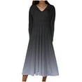 thumbnail image 2 of Cavosen Long Sleeve Maxi Dress Women Gray Trendy Dress High Waist V-Neck Calf Length Long Dress Gradient Casual Dress Flowy Party Dresses Vacation Fall Winter Clothes M, 2 of 5