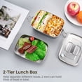 thumbnail image 2 of Stainless Steel Lunch Box, 2-Tier Large Capacity Bento Box 1.2L+0.3L, Portable Lunch Container with Secure Locks & Food Divider, BPA-free Metal Food Case for Adults Kids, 2 of 6