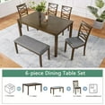 thumbnail image 4 of Elegant 6-piece Wooden Dining Table Set with 4 Chairs and a Bench. Modern Dining Table Set for 6 People, Rectangular Dining Table Set for Living Room, Kitchen and Dining Room, Walnut, 4 of 6
