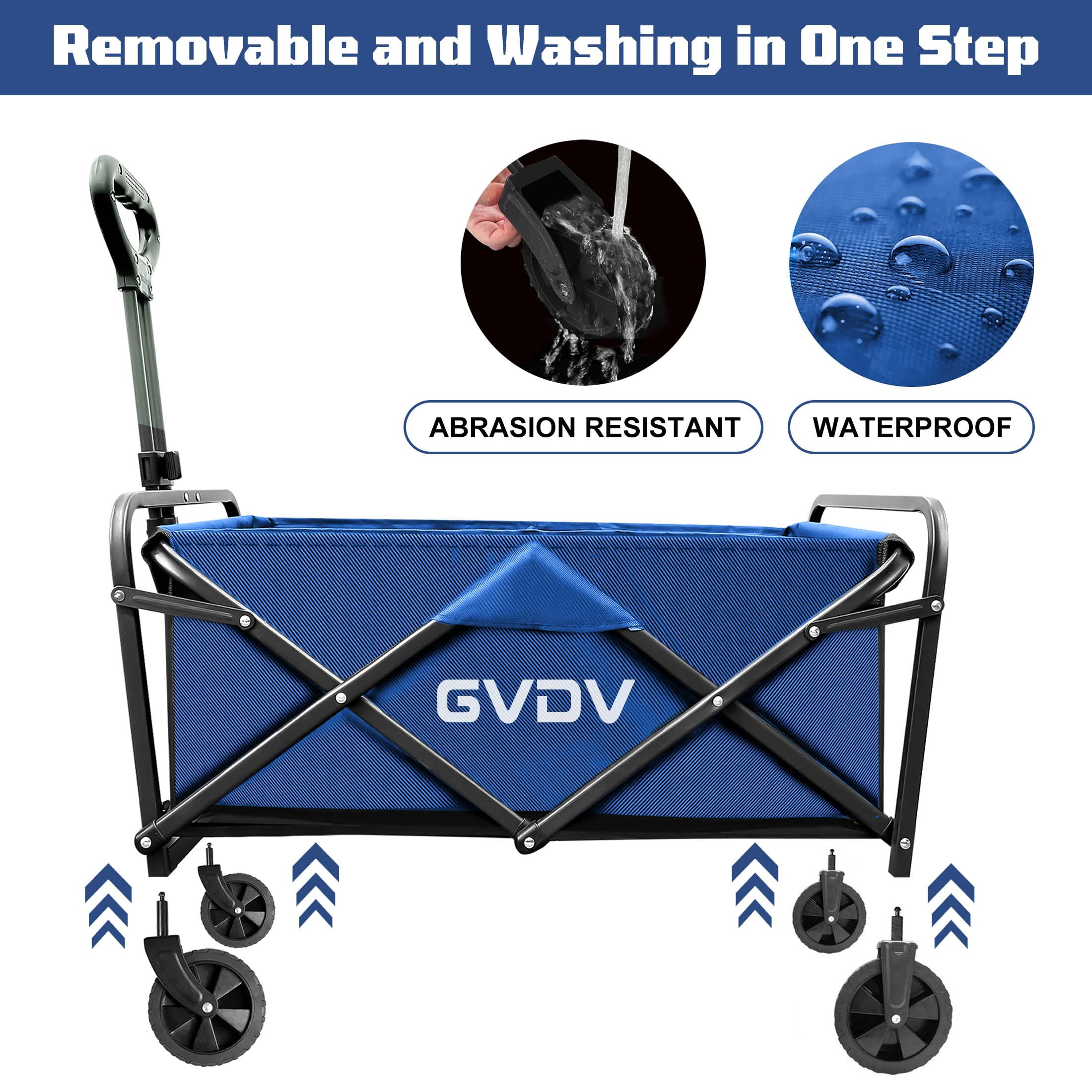 GVDV Collapsible Wagon Cart, Portable Utility Wagon for Camping