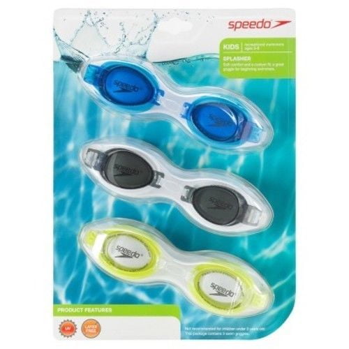 Speedo 3 X Kids Splasher Swimming Goggles ( Blue White Green) by