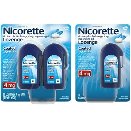 Nicorette Nicotine Lozenges to Stop Smoking, 4 Mg, Ice Mint Flavor - 20 Count x 5