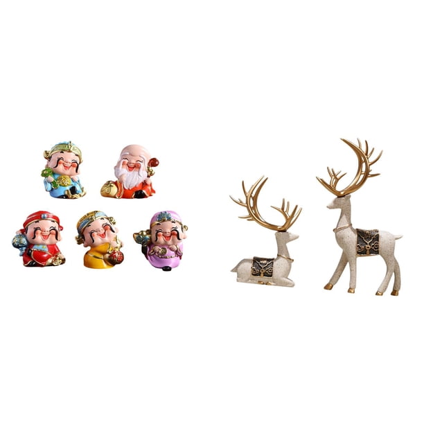 Figura de escritorio,Figura de dibujos animados del dios de la fortuna,regalo de Feng Shui,Estatua de alce y ciervo,Figuras de alce y ciervo,decoración del hogar,estatuas de resina,Estatua de