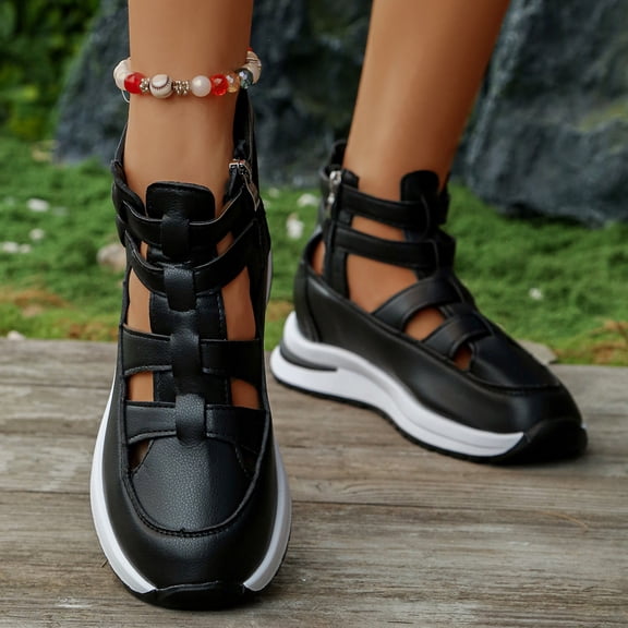 KEVCHE Womens Openwork Breathable High-Top Thick Sole Sandals, Orthopedic Platform Sneakers with Arch Support, Hollow Out Wedge Casual Dress Summer Shoes for Women