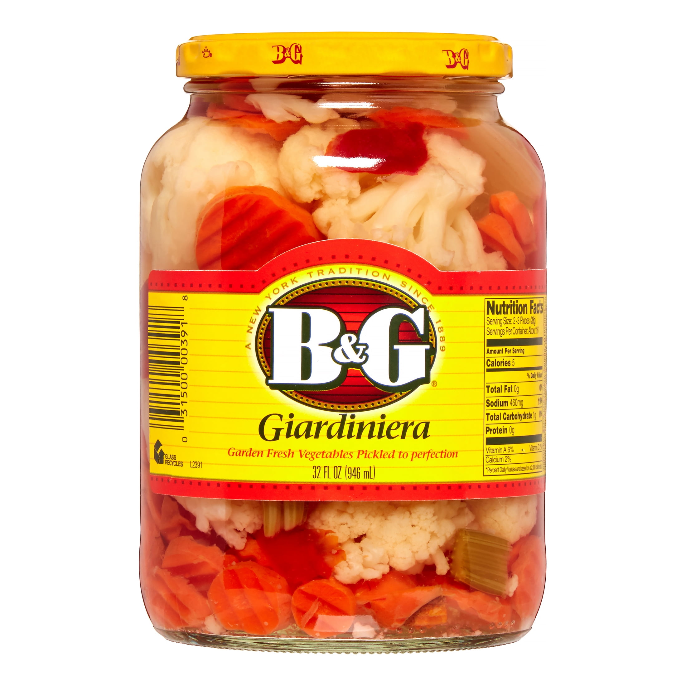 B&G Giardiniera, With White Wine, Pickled Mixed Vegetables, 32 Fl Oz by B&G