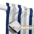 thumbnail image 4 of Swag Valance Curtains for Windows, Navy Blue Stripe Light Filtering Kitchen Curtains with Rod Pocket, Geometric Grey White Vertical Striped Window Treatment Valances for Living Room, 36x63 - 2 PCS, 4 of 9