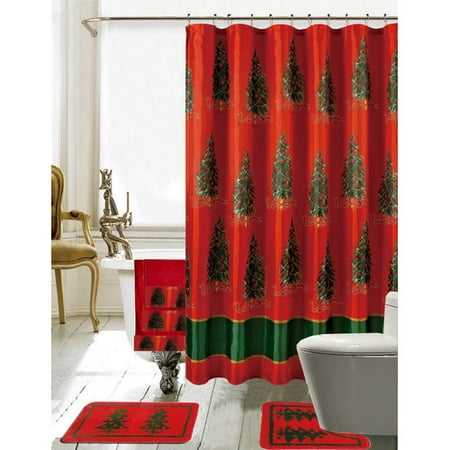 Daniels Bath Christmas Bathroom Decor 18 Piece Shower Curtain Set  Walmart.com