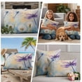 thumbnail image 5 of Blue Purple Dragonfly Outdoor Waterproof Pillow Covers, Spring Floral Watercolor Decorative Rectangle Throw Pillowcase Sofa Cushion Sham for Patio/Couch/Chair, 20"x12" 2 Pack, 5 of 8