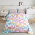 thumbnail image 2 of Erosebridal Rainbow Flower Bedding Twin Comforter Set,Geometric Plaid Down Comforter,Lightweight Reversible Bedding Sets Twin with Comforter,Cartoon Decor, 2 of 8