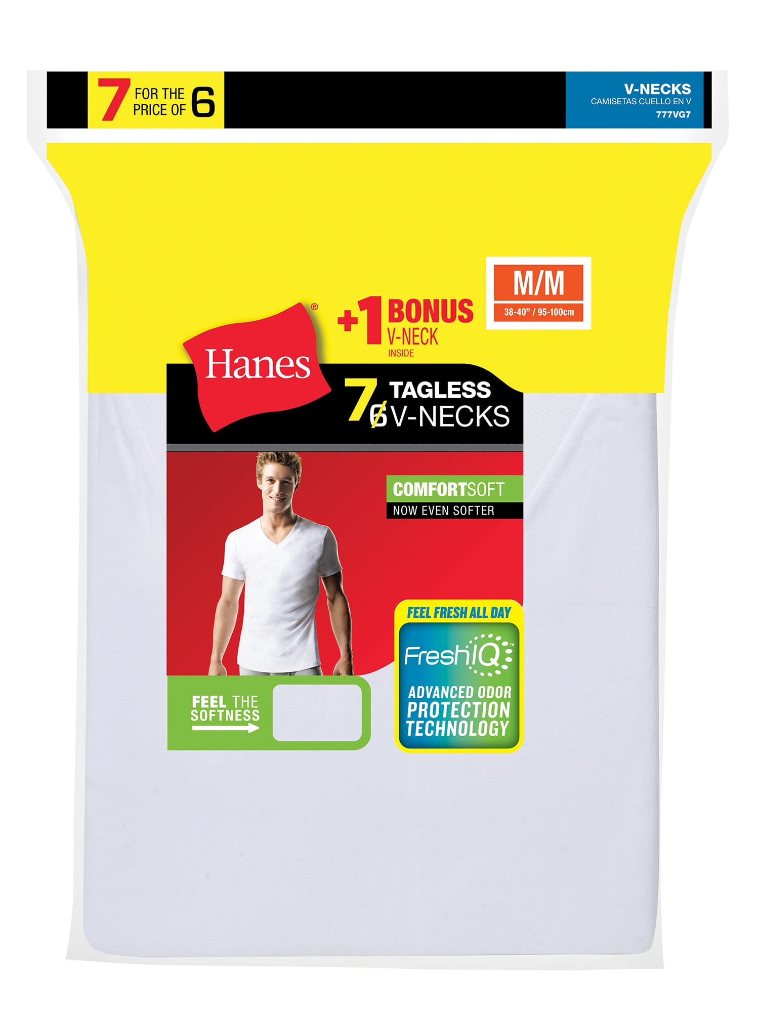 Hanes Mens' White V-Neck T-Shirt 