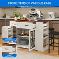 thumbnail image 2 of DEXTRUS Kitchen Island with Seating & Drop Leaf, Kitchen Island on Wheels with Doors & Drawers, Off-White, 2 of 10